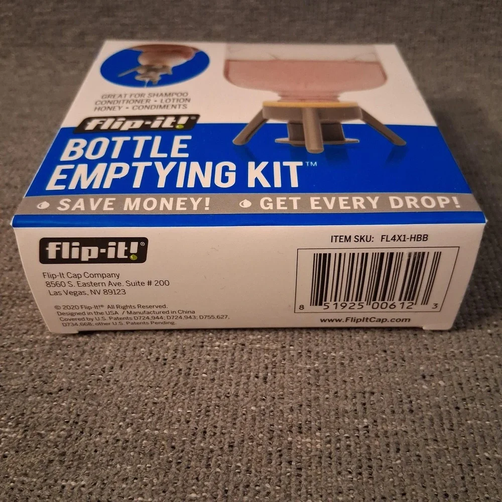Flip-It Bottle Emptying Kit Reusable Dishwasher Safe Stand Adapters New